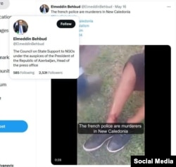 RFE/RL's investigation linked this tweet to a man working at Azerbaijan's Council of State Support to NGOs.