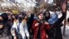 Afghan women protest against the ban on university education for women in Kabul in December 2022.