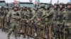 Russian Army troops on parade in the Chechen capital, Grozny, last month.