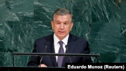 Uzbek President Shavkat Mirziyoev spoke of building "a democratic state and a just society" at the United Nations last month. 