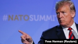 U.S. President Donald Trump made his latest remarks in a Brussels news conference on July 12.