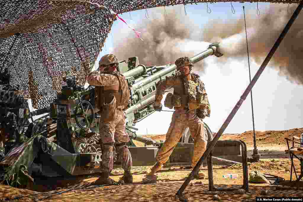 U.S. Marines firing a howitzer during fighting in northern Syria in March 2017. American troops have been operating inside Syria since early 2016. 