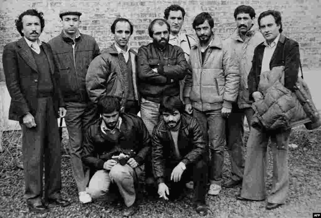 Karzai (top row, second from left) is photographed with other journalism classmates in Lille, France, in 1985. He returned to Pakistan to serve as director of information for the National Liberation Front.