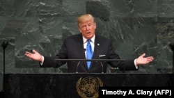 Президент США Дональд Трамп выступает на сессии Генеральной Ассамблеи в Нью-Йорке