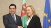 Turkmen President Gurbanguly Berdymukhammedov meets with the EU's Benita Ferrero-Waldner in Brussels in November
