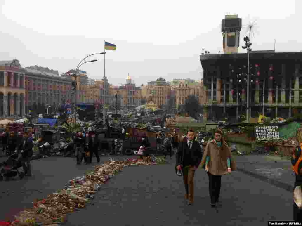 Independence Square still bears the scars of a few tumultuous months. 